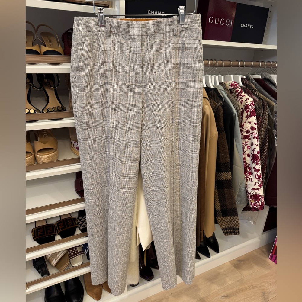 Lafayette 148 New York Sullivan Glen plaid wool blend boule’ Wide Leg Pants - Picture 5 of 16